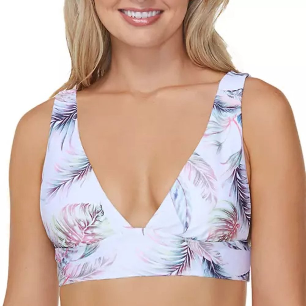 Raisins Island Swim Reversible Swim Bikini Top White Gingham M